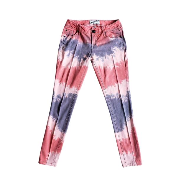Revolution Revolt Jeans Womens 1 Pink Tie Dye Straight Leg Tapered Pants 27x28 - Picture 1 of 13
